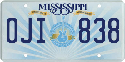 MS license plate OJI838