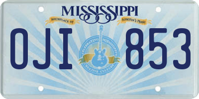 MS license plate OJI853
