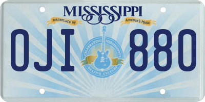 MS license plate OJI880