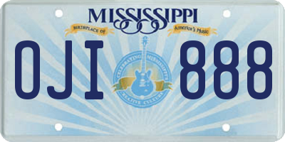 MS license plate OJI888