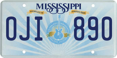 MS license plate OJI890
