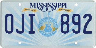 MS license plate OJI892