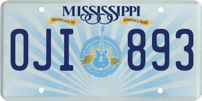 MS license plate OJI893