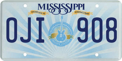 MS license plate OJI908
