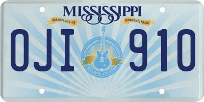 MS license plate OJI910