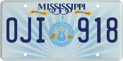 MS license plate OJI918