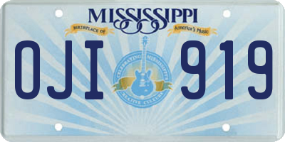 MS license plate OJI919