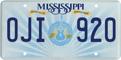 MS license plate OJI920