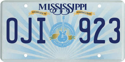 MS license plate OJI923
