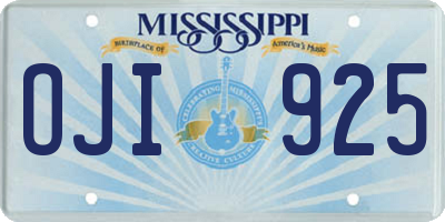 MS license plate OJI925
