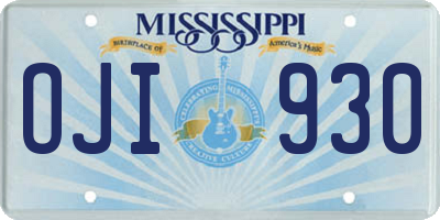 MS license plate OJI930