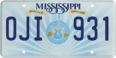 MS license plate OJI931