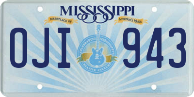 MS license plate OJI943