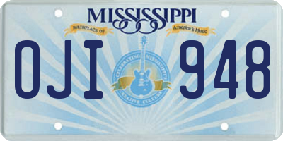 MS license plate OJI948