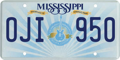 MS license plate OJI950