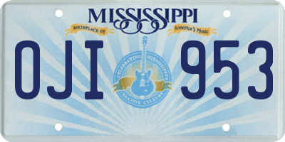 MS license plate OJI953
