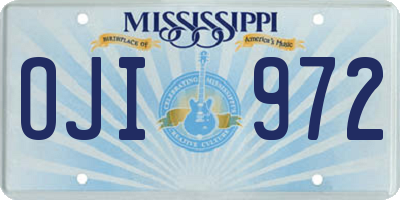 MS license plate OJI972