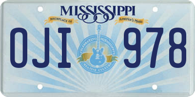 MS license plate OJI978