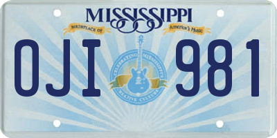 MS license plate OJI981