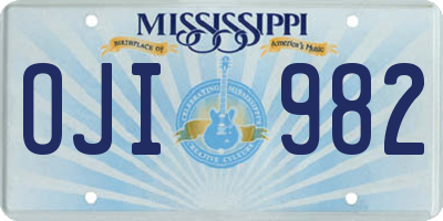 MS license plate OJI982