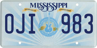 MS license plate OJI983