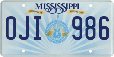 MS license plate OJI986