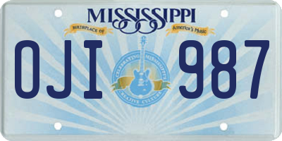 MS license plate OJI987
