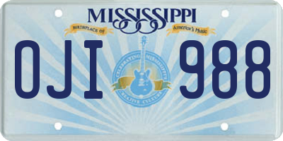 MS license plate OJI988
