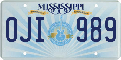 MS license plate OJI989