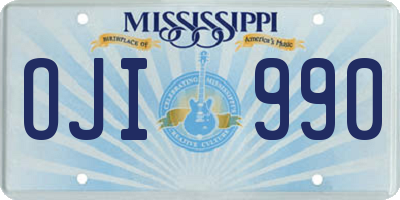 MS license plate OJI990