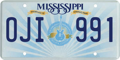MS license plate OJI991
