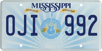 MS license plate OJI992