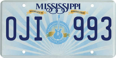 MS license plate OJI993