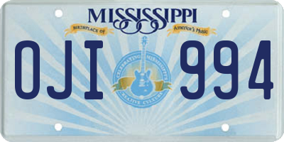 MS license plate OJI994