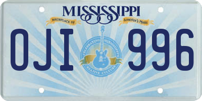 MS license plate OJI996