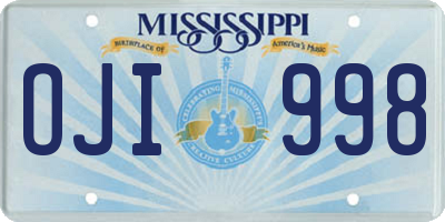 MS license plate OJI998