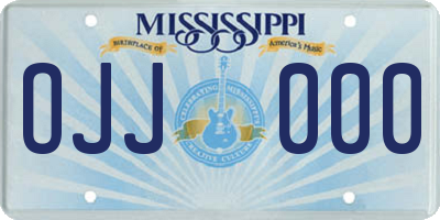 MS license plate OJJ000