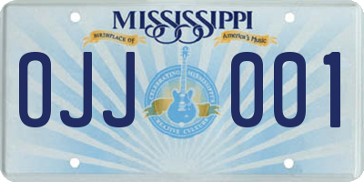 MS license plate OJJ001