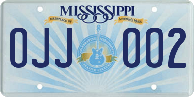 MS license plate OJJ002