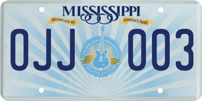 MS license plate OJJ003