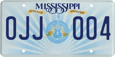 MS license plate OJJ004