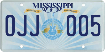 MS license plate OJJ005