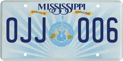 MS license plate OJJ006