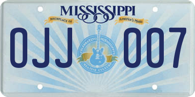 MS license plate OJJ007