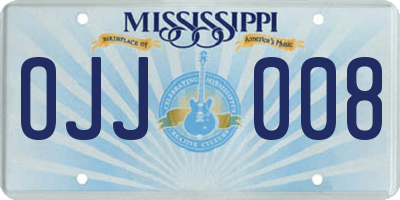 MS license plate OJJ008