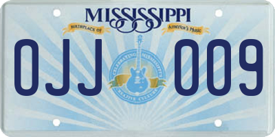 MS license plate OJJ009