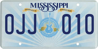 MS license plate OJJ010