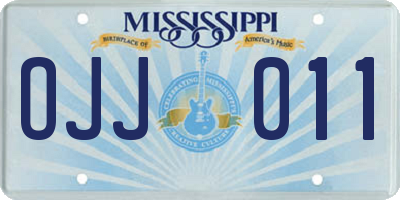 MS license plate OJJ011