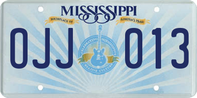 MS license plate OJJ013