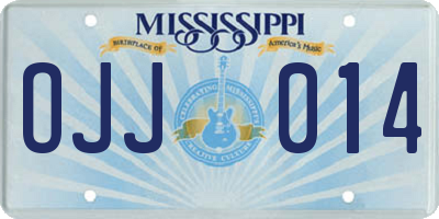 MS license plate OJJ014